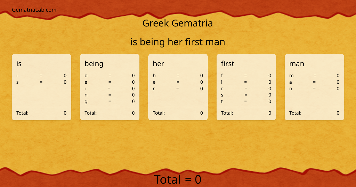 is being her first man in greek Gematria